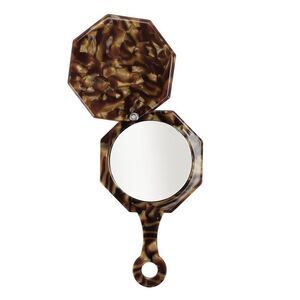 Polygon Handheld Makeup Mirror for Beauty Parlor Vacation Brown